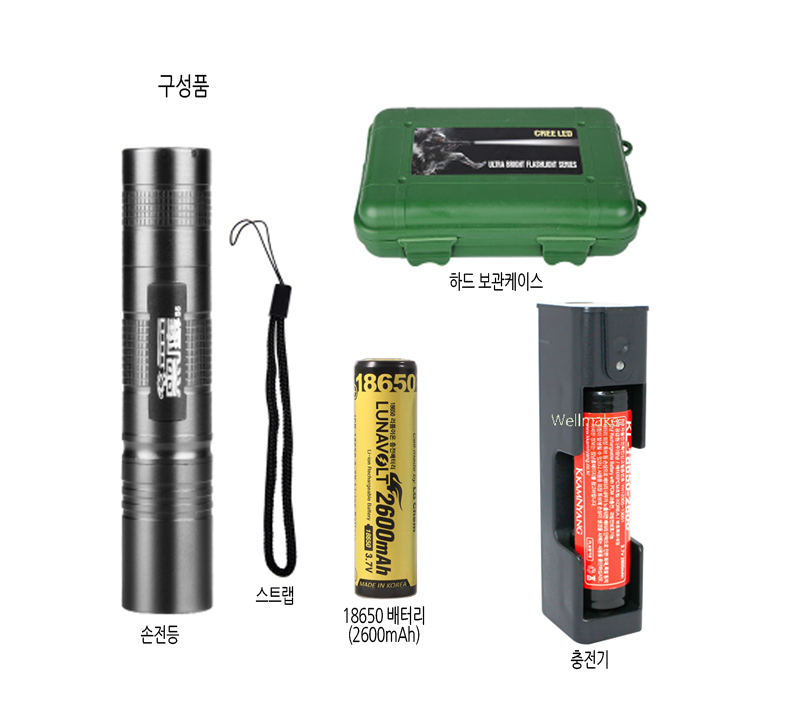 18650 Q5 LED 손전등